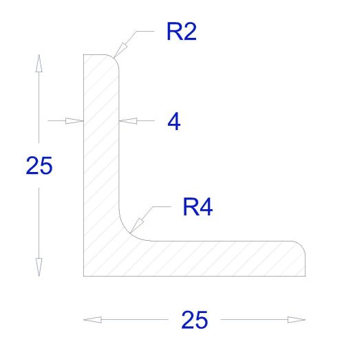 ΓΩΝΙΑ ΜΑΥΡΗ 25*25*4 (6m)