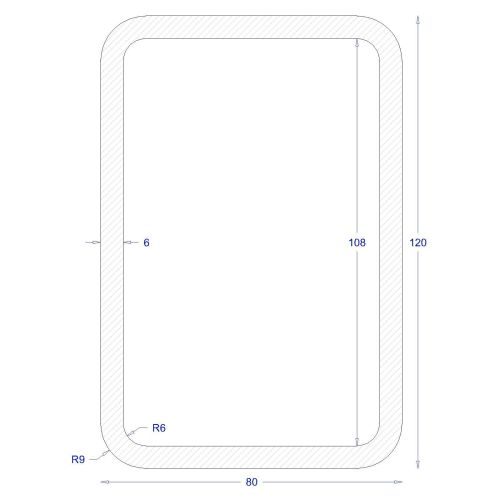 ΚΟΙΛΟΔΟΚΟΣ ΜΑΥΡΟΣ 120*80*6 (6m)