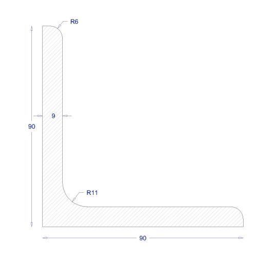 ΓΩΝΙΑ ΜΑΥΡΗ 90*90*9 (6m)