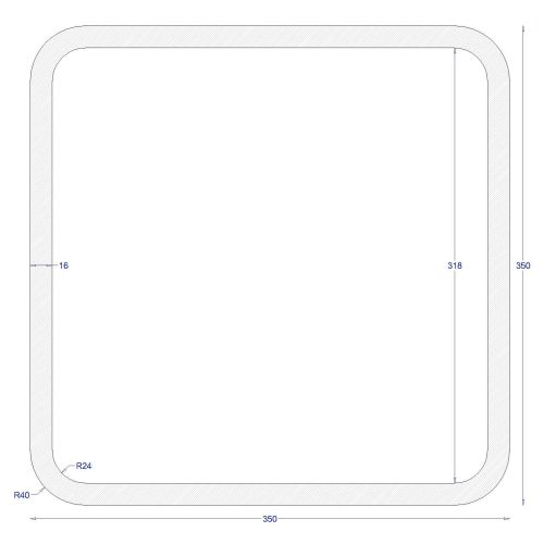 ΚΟΙΛΟΔΟΚΟΣ ΜΑΥΡΟΣ 350*350*16 (6m)