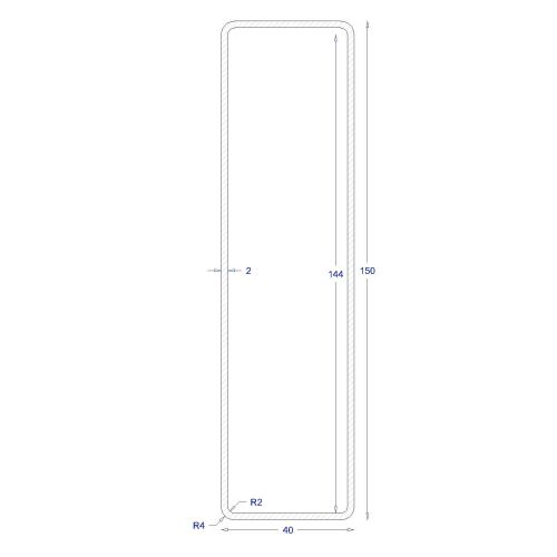 ΚΟΙΛΟΔΟΚΟΣ ΓΑΛΒΑΝΙΖΕ 2mm 150*40 (6m)