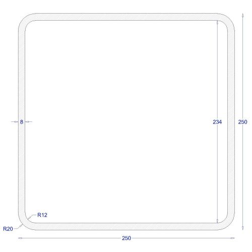 ΚΟΙΛΟΔΟΚΟΣ ΜΑΥΡΟΣ 250*250*8 (6m)