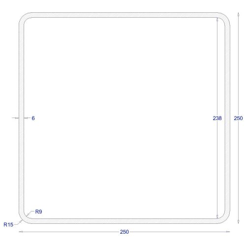 ΚΟΙΛΟΔΟΚΟΣ ΜΑΥΡΟΣ 250*250*6 (6m)