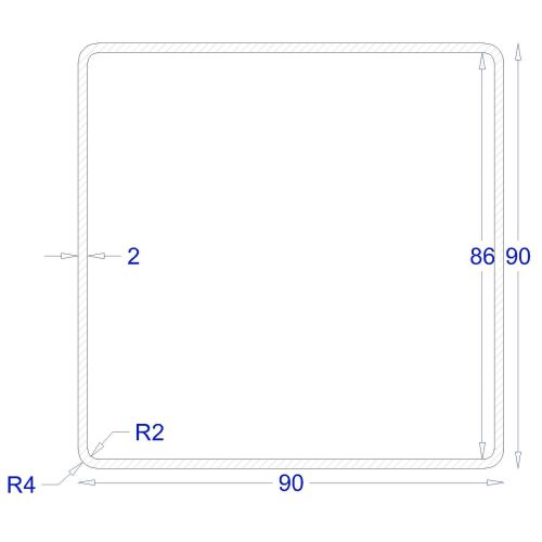 ΚΟΙΛΟΔΟΚΟΣ ΜΑΥΡΟΣ 2mm 90*90 (6m)