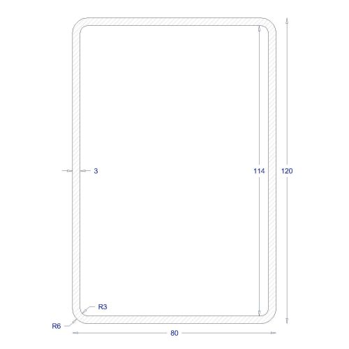 ΚΟΙΛΟΔΟΚΟΣ ΓΑΛΒΑΝΙΖΕ 120*80*3 (6m)