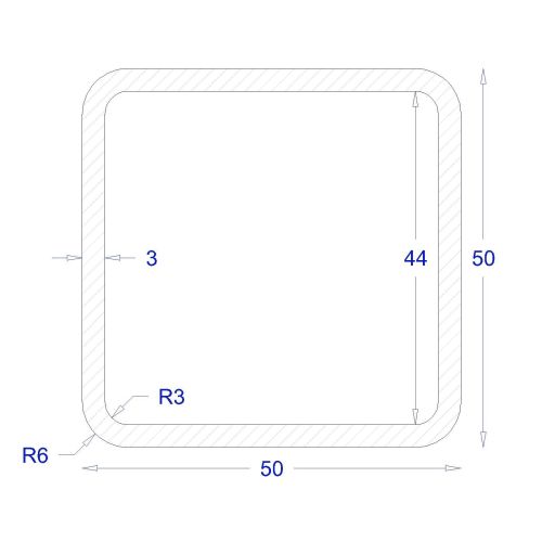 ΚΟΙΛΟΔΟΚΟΣ ΜΑΥΡΟΣ 50*50*3 (6m)