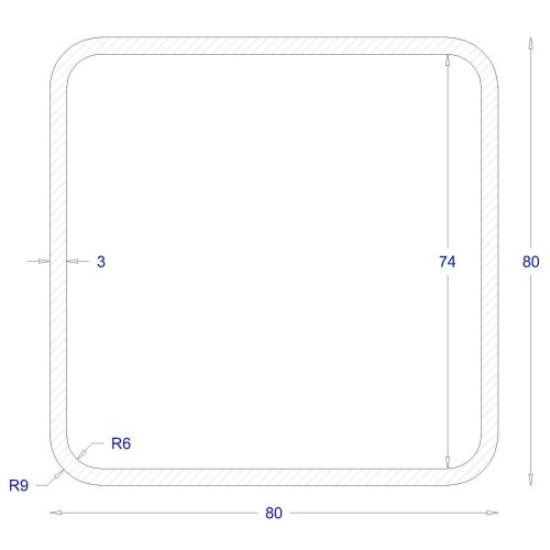 ΚΟΙΛΟΔΟΚΟΣ ΜΑΥΡΟΣ 80*80*3 (6m)