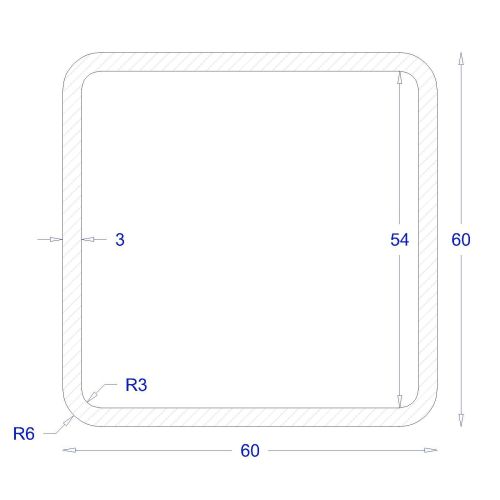 ΚΟΙΛΟΔΟΚΟΣ ΜΑΥΡΟΣ 60*60*3 (6m)