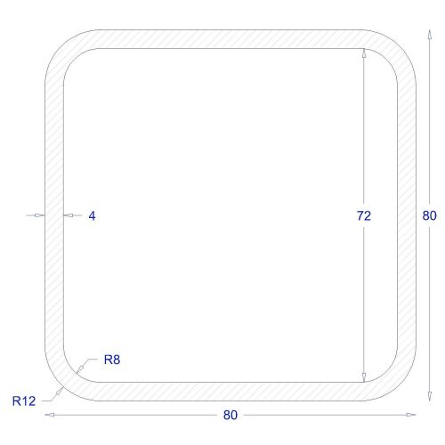 ΚΟΙΛΟΔΟΚΟΣ ΜΑΥΡΟΣ 80*80*4 (6m)