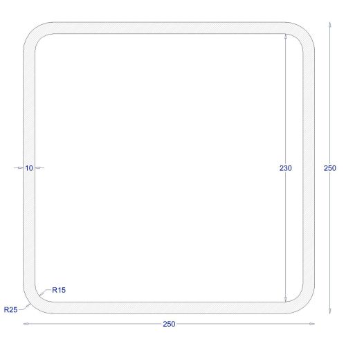 ΚΟΙΛΟΔΟΚΟΣ ΜΑΥΡΟΣ 250*250*10 (6m)