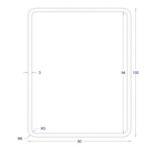 ΚΟΙΛΟΔΟΚΟΣ ΓΑΛΒΑΝΙΖΕ 100*80*3 (6m)