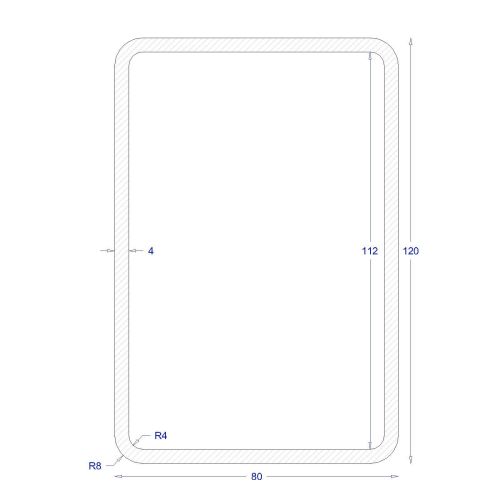ΚΟΙΛΟΔΟΚΟΣ ΜΑΥΡΟΣ 120*80*4 (6m)