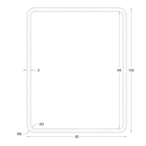 ΚΟΙΛΟΔΟΚΟΣ ΜΑΥΡΟΣ 100*80*3 (6m)